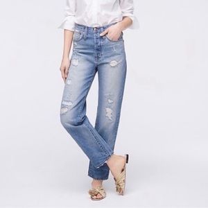 J Crew Point Sur Slouchy Distressed Boyfriend Buttonfly High Rise Jeans